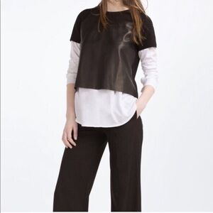 PIPER GORE Leather & Silk cropped top Black M